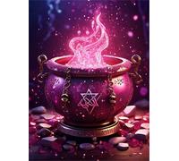 Hoonjiin Magia rosa Pintura por Números para Adultos,Pintar por Numeros para Principiantes,DIY Tazón Paint by Numbers Kits con Pinceles,Decoración del Hogar(20x30cm,sin marco)