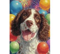 Hoonjiin Pintar por Numeros Adultos Perro Animal,pintura por numeros Globo adultos,Kit de Pintura al óleo de Lienzo DIY con Pincelesy Pigmento Acrílico,Decoración del Hogar 20x30cm(con marco)