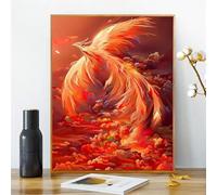 Hoonjiin Sol Fénix Pintura por Números para Adultos,Pintar por Numeros para Principiantes,DIY Animal Paint by Numbers Kits con Pinceles,Decoración del Hogar(45x60cm,con marco)