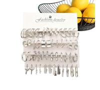 Hoop Earrings - Alloy Material 2~3cm | Silver And Gold Hoop Earrings Set Of 24 | Vintage Chunky With Unique Pearl Design | Comfortable Stylish Jewelry For Daily Wear And Special Occasions