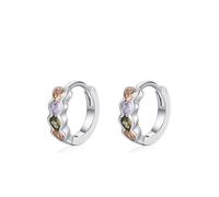 Hoop Earrings Silver, Ohrhänger Silber 925 Set Herz mit Bunt Zirkonia Geschenk Beste Freundin Geburtstag