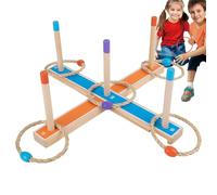 Hoop Toss Yard Game - Wooden Ring Challenge Kit, Party Target Activity, Skill Based Outdoor Play Set Groups | Interactive Backyard Fun Game For Families Adults Kids