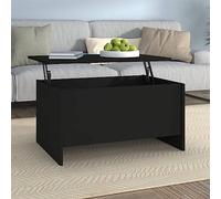 Hoopleep Black Lift Top Coffee Table for Living Room, 80 x 55,5 x 41,5 cm, Modern Wood Engineered Center Table with Storage, Altura ajustable para comedor o trabajo