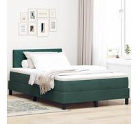 Hoopleep Dark Green Velvet Boxspring Bed with Mattress, 120 x 200 cm Small Double Size, Wood Frame, Adjustable Headboard, Max 280 kg Capacity for Bedroom Comfort