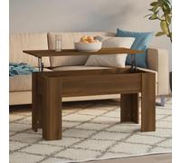 Hoopleep Lift Top Coffee Table for Living Room, 101 x 49 x 52 cm Brown Oak Finish Wood, Modern Center Table with Storage, Altura Ajustable Desk for Dining, Working, and Snacks