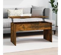 Hoopleep Lift Top Coffee Table for Living Room, 102x50.5x52.5 cm Smoked Oak Wood, Modern Center Table with Hidden Storage, Altura Adjustable, Durable Wood Material, Versatile Design