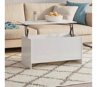 Hoopleep Lift Top Coffee Table for Living Room, High Gloss White, Modern Design, 102 x 55.5 x 52.5 cm, Engineered Wood, Storage Compartment, Adjustable Height, Versatile Center Table