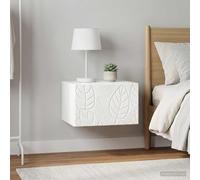 Hoopleep Mesa auxiliar montada en la pared, color blanco brillante, con cajón, 34,5 x 33 x 20 cm, juego de 2 unidades, compacto, ahorra espacio, para dormitorio, salón