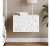 Hoopleep Mesa auxiliar montada en la pared, color blanco brillante, de material de madera, 34,5 x 33 x 20 cm, con cajón, ahorra espacio como mesita de noche para dormitorio, habitación juvenil
