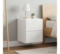 Hoopleep Mesita de noche montada en la pared, 2 unidades, color blanco brillante con 4 cajones, 34,5 x 33 x 40 cm, ahorra espacio para dormitorio, habitación juvenil, habitación de invitados