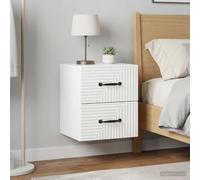 Hoopleep Mesita de noche montada en la pared, 2 unidades, color blanco brillante con 4 cajones, ahorra espacio, versátil como mesa auxiliar, mesa de almacenamiento para dormitorio, habitación juvenil