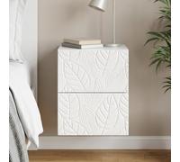 Hoopleep Mesita de noche montada en la pared, color blanco brillante, 34,5 x 33 x 40 cm, con 2 cajones, ahorra espacio para dormitorio, dormitorio juvenil y habitación de invitados