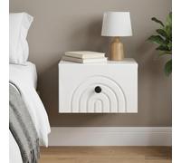 Hoopleep Mesita de noche montada en la pared, color blanco brillante, con cajón, 33 x 34,5 x 20 cm, ahorra espacio para dormitorio, habitación juvenil, habitación de invitados