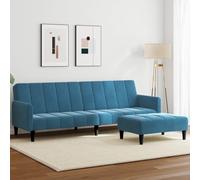 Hoopleep Sofá cama de 2 plazas con reposapiés, terciopelo azul, 220 x 84,5 x 69 cm, cama convertible para sala de estar, espacios pequeños, versátil
