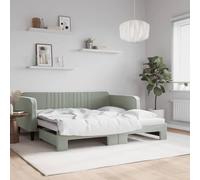 Hoopleep Sofá cama extensible gris claro de 90 x 190 cm, sofá cama de terciopelo con marco de madera y metal robusto, diseño versátil 2 en 1 para salón, habitación de invitados, cama moderna que