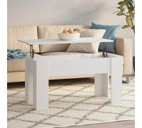 Hoopleep White Lift Top Coffee Table for Living Room, 101 x 49 x 52 cm Wood, Modern Center Table with Hidden Storage, Adjustable Height for Dining, Working