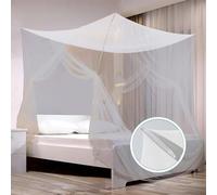HOOPOE Mosquitera Cama,Grande Dosel Cama Redes Antimosquitos para Individual y Doble, Mosquiteras Viaje Blanco Portátil Malla Fina para Viajes y Hogar 200x180x165 cm