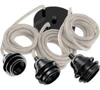 Hoopzi Hang Lámpara Colgante 3 Bombillas Cable de Lino 2,5 m