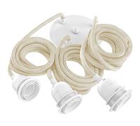 Hoopzi - Lámpara colgante 3 bombillas - 2,5m - Cable de lino - Lámpara de techo para salón, cocina, dormitorio - Modelo Hang 3 Lino Blanco