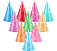 Hooqict 10 mini sombreros de fiesta pequeños coloridos para animales de peluche, sombreros de cono de fiesta de cumpleaños pequeños con pompones para bebés, perros pequeños, gatos, mascotas, figuras