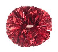 Hooshing - Pompones de animadora rojos con mango tipo bastón, set de 2 unidades, para animación, deportes, baile y eventos de equipo