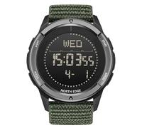 HOOSHU Relojes tácticos para hombre, relojes deportivos militares con caja de fibra de carbono, ligero, impermeable, reloj digital con brújula, cuenta de pasos, metrónomo, Verde