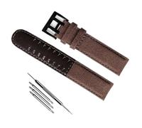 hoosouk Correa de reloj de cuero y lona de color caqui para Hamilton H68201993 H7060596 para correa de reloj Seiko(Brown black,20mm)