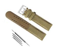 hoosouk Correa de reloj de cuero y lona de color caqui para Hamilton H68201993 H7060596 para correa de reloj Seiko(Black black,22mm)