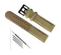 hoosouk Correa de reloj de cuero y lona de color caqui para Hamilton H68201993 H7060596 para correa de reloj Seiko(Khaki black,20mm)