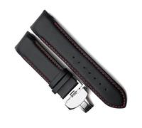 hoosouk Correa de reloj de piel de becerro auténtica para Tissot T035 617 627 439 correa de reloj marrón negro con cierre de mariposa 22mm 23mm 24mm(T035 Black Red,24mm)