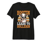 Hootin Conduce a Hollerin Owl Cowboy Style Retro Western Camiseta Premium