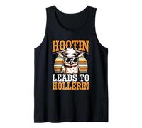 Hootin Conduce a Hollerin Owl Cowboy Style Retro Western Camiseta sin Mangas