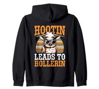 Hootin Conduce a Hollerin Owl Cowboy Style Retro Western Sudadera con Capucha