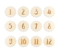 HOOTNEE 12 Tarjetas de Ñiño Mensuales Números de Encaje de Madera Set Creativo para Fotografía de Cumpleaños Infantil Accesorio Seguro y Decorativo para Recién Nacidos Obsequio para