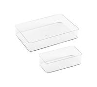 HOOTNEE 2 Piezas Caja Organizadora de Cajones Modular de PP | Tamaño Variado, Diseño Simple Moderno, Ordena Cables, Papelería y Cosméticos Fácil Acceso