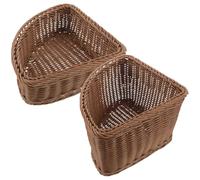 HOOTNEE 2 Piezas Cestas de Almacenamiento Triangulares de Plástico con Diseño de Ratán Imitación para Organización Esquinas de Armarios Dormitorios o Lavanderías Bandejas Resistentes y