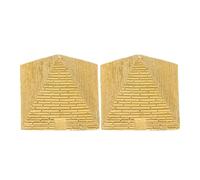 HOOTNEE 2 Piezas Modelo de Pirámide Decorativa Retro de Resina Color Dorado para Decoración de Escritorio y Hogar, Figura Piramidal Misteriosa Vintage Adecuado para Ambiente Artístico