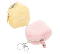HOOTNEE 2 Piezas Plush Coin Purse Mini Cute Wallet Soft Key Organizer Bag For Women Small Compact Pouch For Earphones Coins and Keys Kawaii Cartoon Style