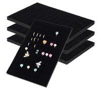 HOOTNEE Almohadillas De Esponja Para Joyería 4 Piezas, Soporte Compacto De Esponja Negro, Material Esponjoso Seguro, Para Exhibición y Almacenamiento De Anillos y Pendientes Hogar o Tienda