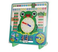 HOOTNEE Ayudas de enseñanza de Reloj de Rana Relojes didácticos para Juegos de Aprendizaje de jardín de Infantes Juguetes de matemáticas aprendiendo Juguetes Madera Verde