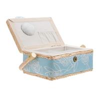 HOOTNEE Bolsa de Almacenamiento para Labores de Costura de Poliéster, Caja Organizadora Portátil Azul Claro Amplio Compartimento, Cesta Práctica para Guardar Herramientas y Suministros