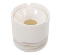 HOOTNEE Cenicero de Cerámica con Tapa Antiviento Resistente y Redondo Cenicero para Patio y Oficina sin Humo Diseño Vintage Decorativo Fácil Limpieza y Base Antivuelco