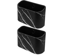 HOOTNEE Cestos de Basura Pequeños para Escritorio, 2 Unidades, Plástico Diseño Mármol Negro, sin Tapa, Perfectos para Estudio, Oficina y Organización de Mesa