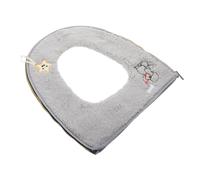 HOOTNEE Cojín Grueso para Asiento de Inodoro de Cachemira con Asa Alfombrilla Térmica Gris Antideslizante Almohadilla para Baño Reutilizable y Lavable Adecuado para Uso Doméstico