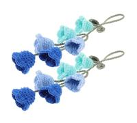 HOOTNEE Colgante para Espejo Retrovisor de Coche 2 Piezas Flores de Crochet Tonos Azul Decoración Interior para Automóviles Accesorio Colgante Original para Decoración de Tulipanes