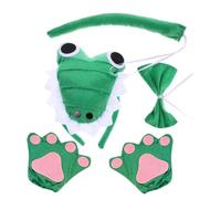 HOOTNEE Conjunto de Disfraces de Carnaval de Cocodrilo Adultos Diadema con Orejas Pajarita y Guantes de Tejido Suave para Fiestas de Halloween y Cosplay