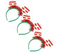 HOOTNEE Diadema Navideña para 3 Piezas y Diseño de Bastón, Accesorio para Disfraz, Tocado Festivo para Fiestas y Decoración del Cabello