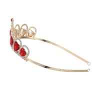 HOOTNEE Diadema Tiara para Novia en Color Naranja Coral Diseño de Corazón, Diadema Pequeña de Hierro y Acrílico, Adorno Elegante Hecho a Mano para Bodas, Fiestas y Decoración del Cabello