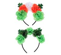 HOOTNEE Diademas Día de San Patricio 2 Pcs Rosas y Tréboles Verdes, Accesorios Cabello Irlandés Festivos para Niñas, Decoraciones de Cosplay y Festival, Adornos de Pelo para Fiesta