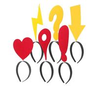 HOOTNEE Diademas Divertidas para Fiesta 6 Piezas Símbolos Coloridos Exclamación Roja Corazón Flecha Amarilla Interrogación Rayo Accesorios Ligeros para Fotos y Disfraces